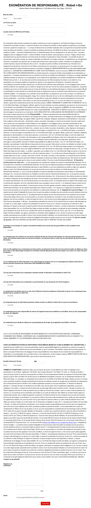 Exonération De Responsabilité Contrat De Location Form Template
