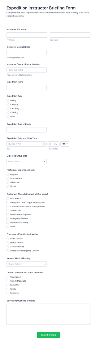 Expedition Instructor Briefing Form Template
