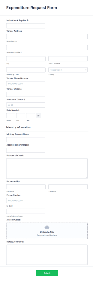 Expenditure Request Form Template