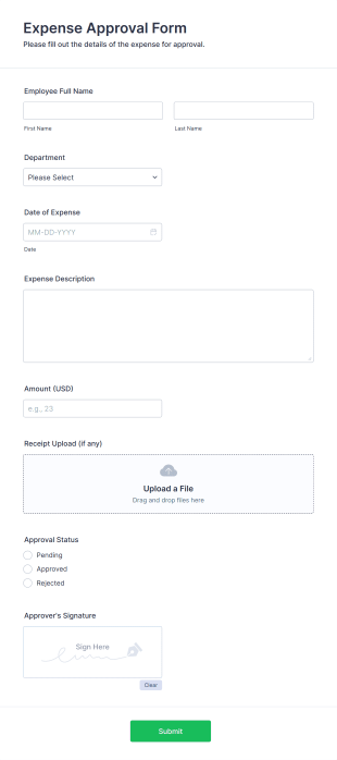 Expense Approval Form Template