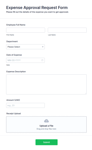 Expense Approval Request Form Template