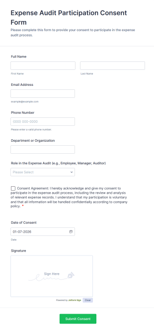 Expense Audit Participation Consent Form Template