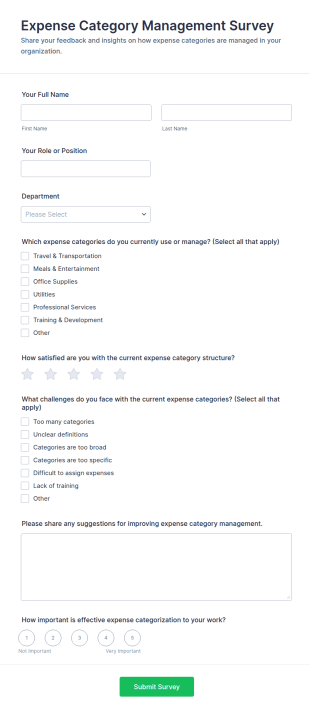 Expense Category Management Survey Form Template