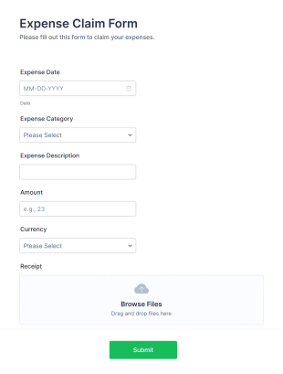 Expense Claim Form Template