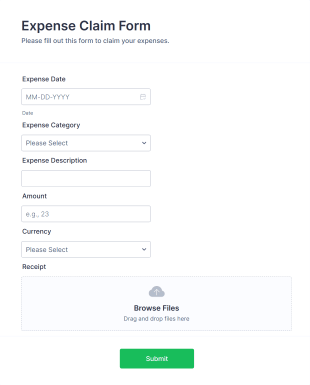 Expense Claim Form Template