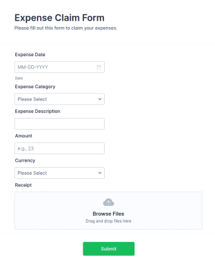 Expense Claim Form Template