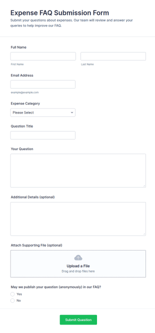 Expense FAQ Submission Form Template