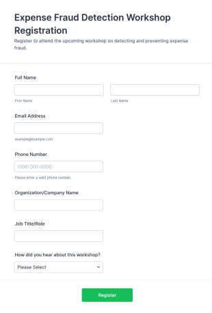 Expense Fraud Detection Workshop Registration Form Template