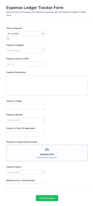 Expense Ledger Tracker Form Template