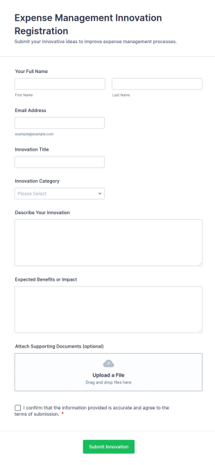 Expense Management Innovation Registration Form Template