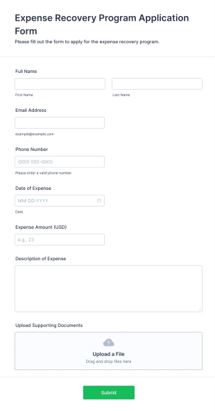 Expense Recovery Program Application Form Template