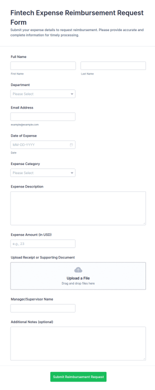Expense Reimbursement Request Form Template