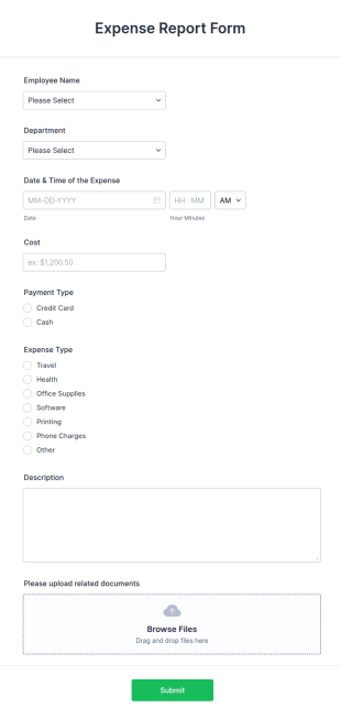 Expense Report Form Template