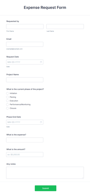 Expense Request Form Template