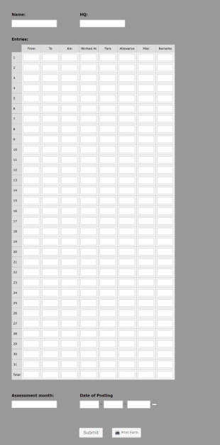 Expense Statement Form Template