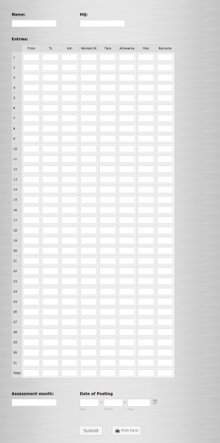 Expense Statement Form Template