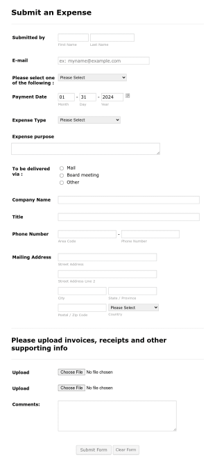 Expense Tracking Form Template