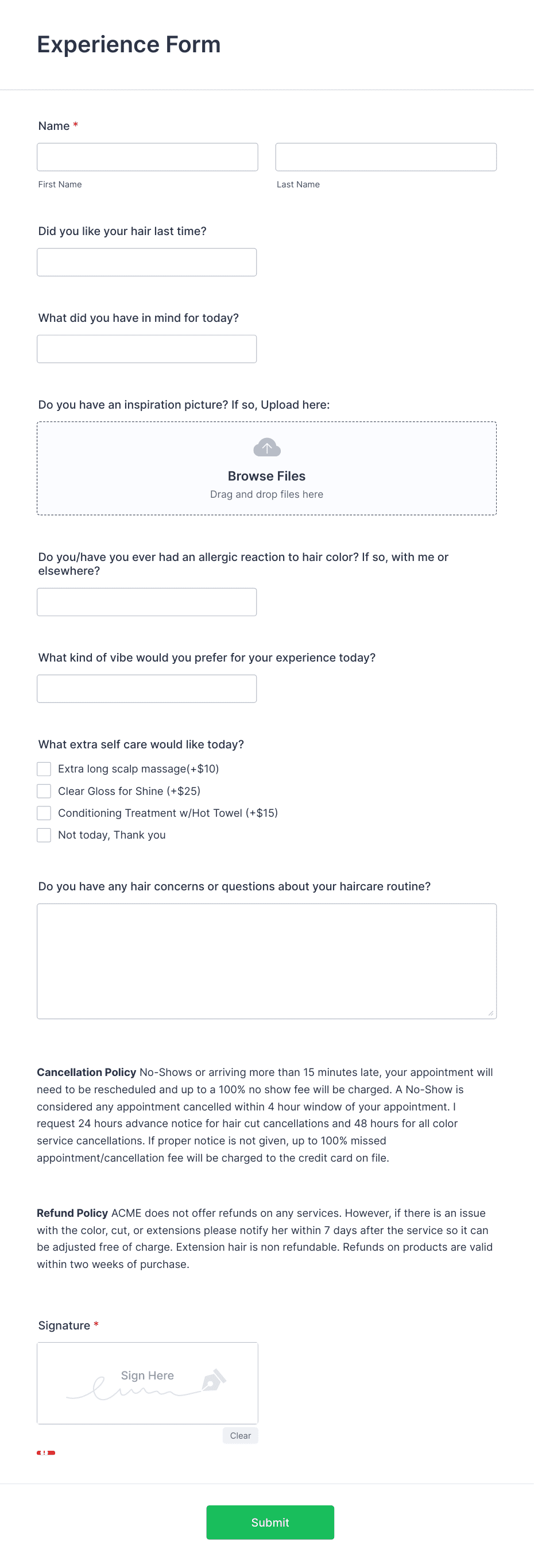 Experience Form Template | Jotform