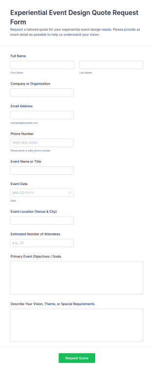 Experiential Event Design Quote Request Form Template
