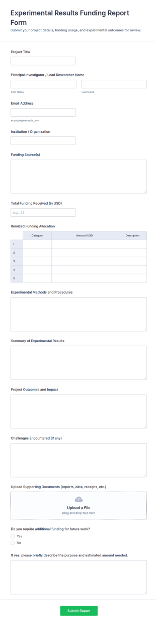 Experimental Results Funding Report Form Template