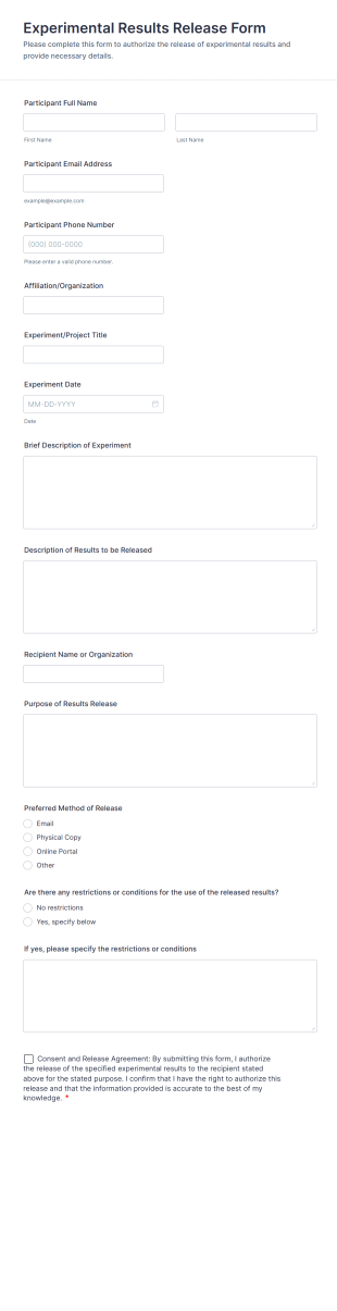 Experimental Results Release Form Template