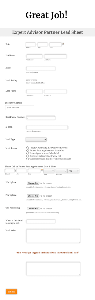 Expert Advisor Partner Lead Form Template