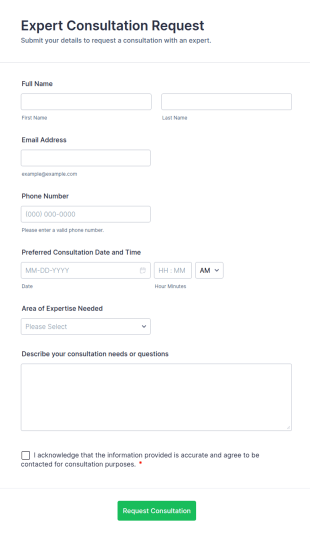 Expert Consultation Request Form Template