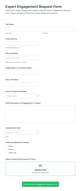 Expert Engagement Request Form Template