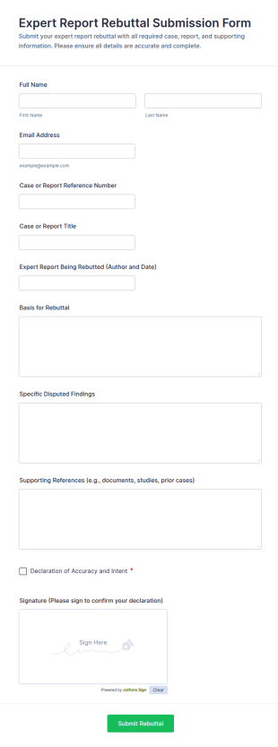 Expert Report Rebuttal Submission Form Template
