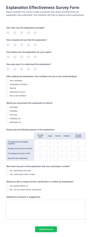 Explanation Effectiveness Survey Form Template