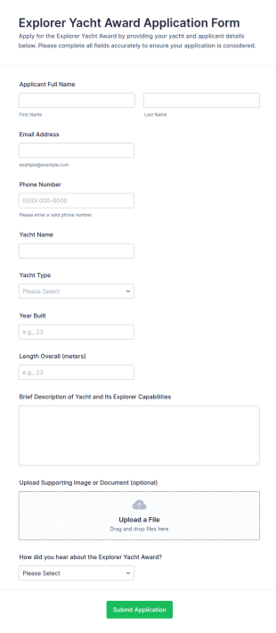 Explorer Yacht Award Application Form Template