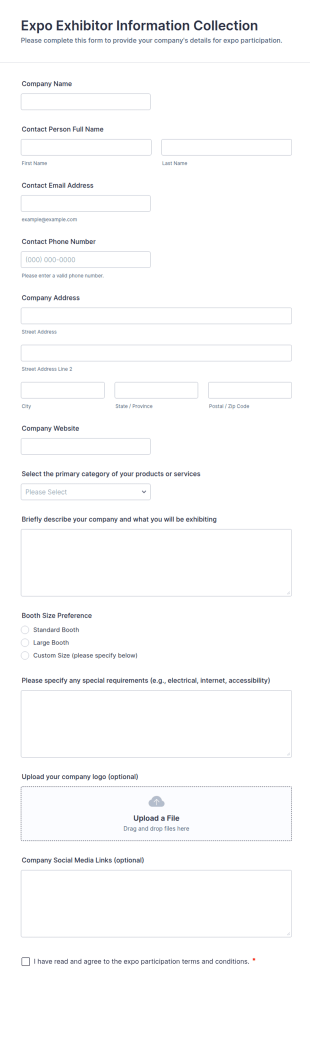 Expo Exhibitor Information Collection Form Template