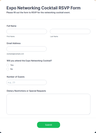Expo Networking Cocktail RSVP Form Template