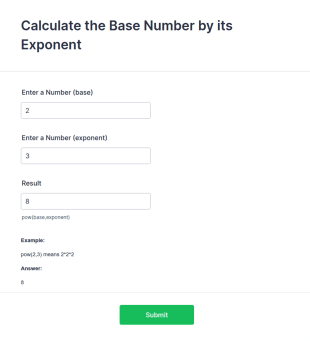 ExponentPower Calculation Form Template