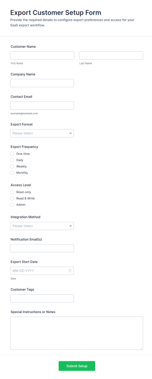 Export Customer Setup Form Template