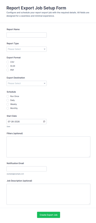 Export Job Setup Form Template