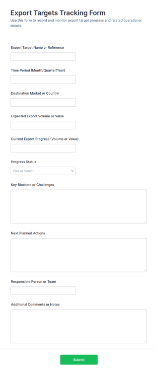 Export Targets Tracking Form Template