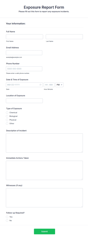 Exposure Report Form Template