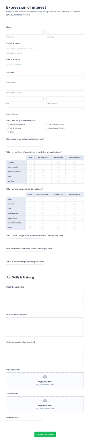 Expression Of Interest Form Template