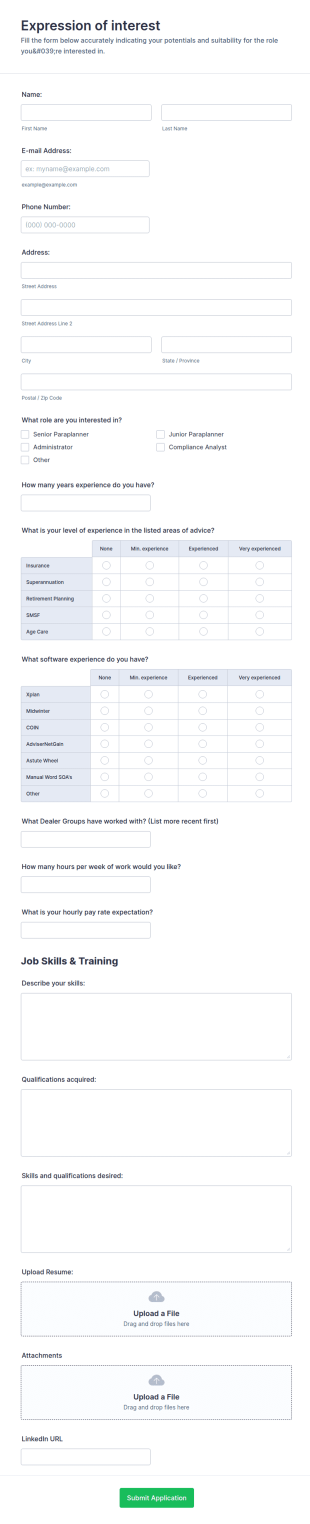 Expression Of Interest Form Template