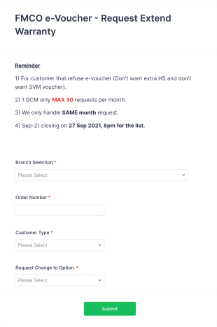 Extend Warranty Form Template