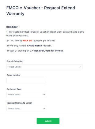 Extend Warranty Form Template