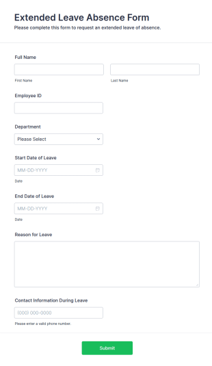 Extended Leave Absence Form Template