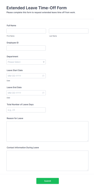 Extended Leave Time Off Form Template
