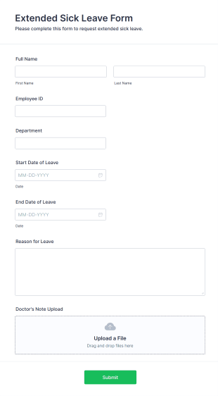 Extended Sick Leave Form Form Template