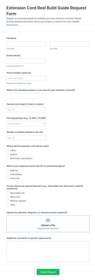 Extension Cord Reel Build Guide Request Form Template