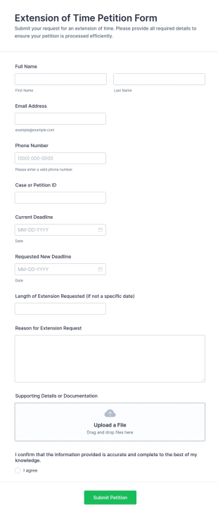 Extension Of Time Petition Form Template