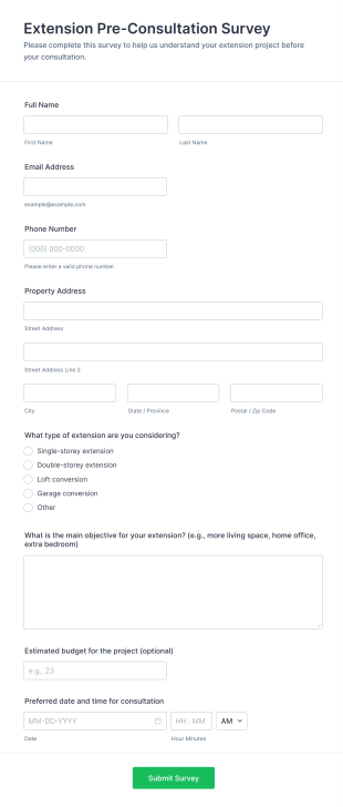 Extension Pre Consultation Survey Form Template
