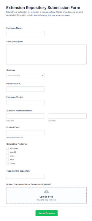 Extension Repository Submission Form Template