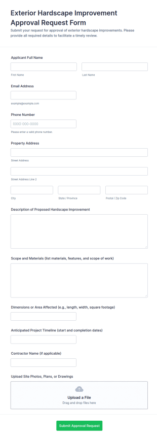 Exterior Hardscape Improvement Approval Request Form Template